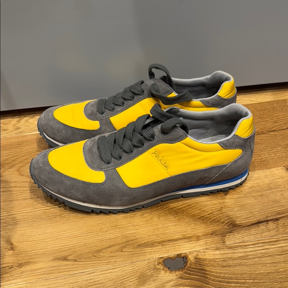 Prada Men's Yellow and Gray Sneakers